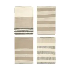 Hello Honey&reg; Taupe, Black & Cream Stripes Cotton Woven Napkin Set