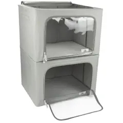 Sorbus Foldable & Stackable Storage Bags with Windows Set Gray