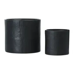 Hello Honey&reg; Stoneware Planters with Embossed Cross Hatch Texture Set Black