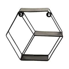 10" Black Matte Hexagon Wall Shelf