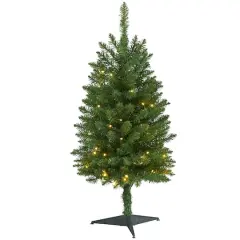 3ft. Pre-Lit Green Mountain Pine Artificial Christmas Tree, Clear LED Lights