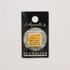 Sennelier French Artists' Watercolor Paint, Half Pan 566 Naples Yellow Deep