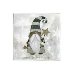Stupell Industries Gnome for Holidays Snowflakes Wall Plaque Art