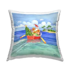 Stupell Industries Tropical Santa Claus Warm Seasonal Island Throw Pillow, 18" x 18"