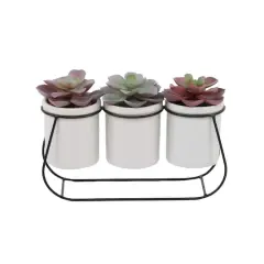 Flora Bunda&reg; 11.5" Potted Succulents in Metal Stand