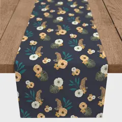 90" Tropical Jag Cotton Twill Runner Navy