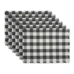 DII&reg; Heavyweight Check Fringed Cotton Placemats, 6ct. Mineral