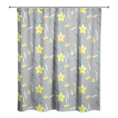 Spring Pattern Shower Curtain Gray