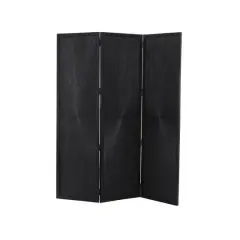 Black Mango Wood Contemporary Room Divider Screen, 70" x 59"