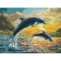 Diamond Dotz&reg; Intermediate Dolphin Sunset Diamond Painting Kit
