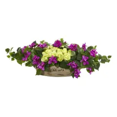12" Rose & Bougainvillea Artificial Arrangement