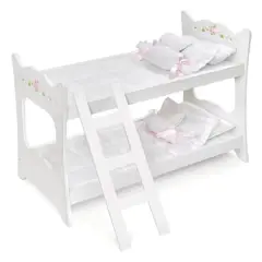 Badger Basket White Rose Doll Bunk Bed with Ladder & Bedding