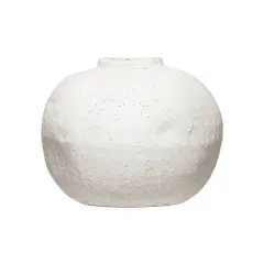 Hello Honey&reg; 7" Matte White Volcano Finish Terra Cotta Vase