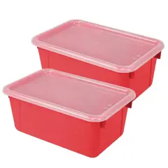Storex Small Cubby Bin with Cover, 2ct. Red