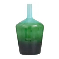 Green Glass Modern Vase, 21" x 12" x 12"