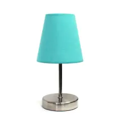 Creekwood Home Nauru 10.5" Sand Nickel Petite Metal Stick Table Lamp Blue