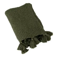 Hello Honey&reg; Olive Green Knit Throw Blanket with Tassels