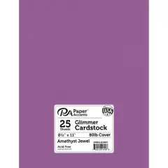 PA Paper&trade; Accents Glimmer 8.5" x 11" Cardstock, 25 Sheets Amethyst Jewel