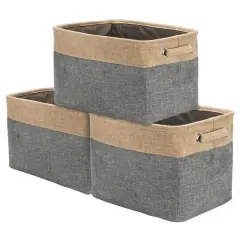Sorbus 15" Twill Collapsible Storage Basket Set Brown
