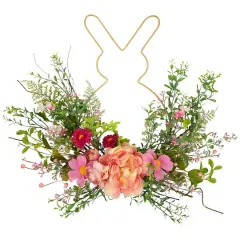 16" Easter Bunny & Mixed Floral Wall Hanging D&eacute;cor