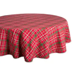 DII&reg; 70" Round Tartan Holly Plaid Tablecloth