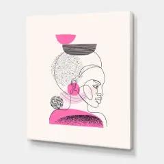 Designart - One Line Portrait of African American Women I - Modern Canvas Wall Art Print