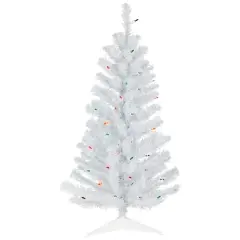 3ft. Pre-lit White Pine Artificial Christmas Tree, Multicolor Lights