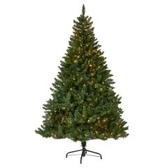 7ft. Pre-Lit Northern Rocky Spruce Artificial Christmas Tree, Clear LED Lights