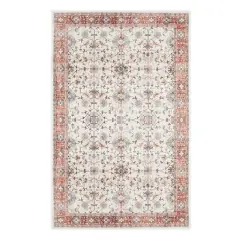 Glitzhome&reg; Ivory & Red Oriental Area Rug