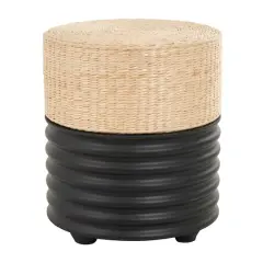 18" Two-Toned Stool with Seagrass Top Black