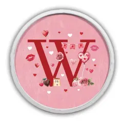 20" Valentine Things White Framed Round Monogram Print