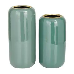 Metal Vase Set Green