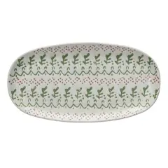 Hello Honey&reg; 13.25" Multicolor Hand-Stamped Stoneware Platter with Wax Relief Pattern