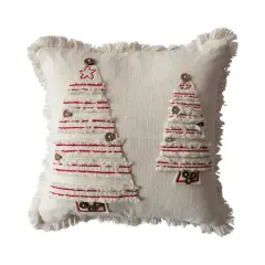 Hello Honey&reg; Natural & Red Embroidered Trees Pillow