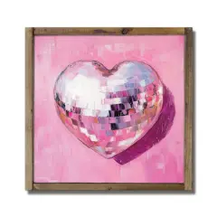 13.5" Disco Heart Framed Wood Plaque