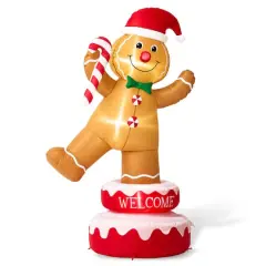 Glitzhome&reg; 6ft. Lighted Inflatable Rotating Gingerbread Man D&eacute;cor