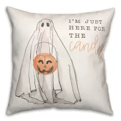 Just Here For Candy Ghost Throw Pillow