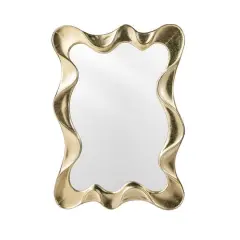 Glitzhome&reg; 34.25" Modern Gold Foil Metal Frame Wavy Wall Mirror