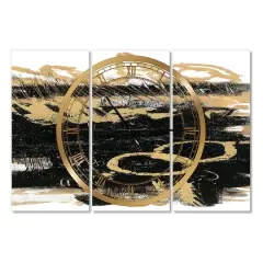 Designart 'Gold And Black Drift Iii Modern Multipanel Wall Clock