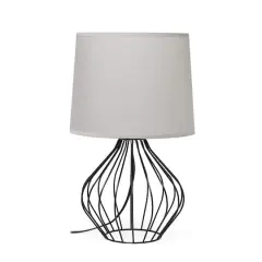 Simple Designs 19.7" Geometrically Wired Table Lamp Black with Gray Shade