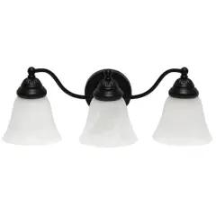 Lalia Home Essentix Alabaster 3 Light Glass Vanity Black