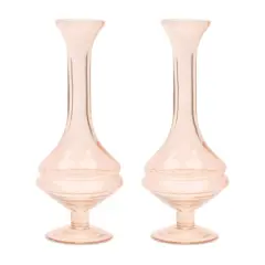 Pink Glass Stem Vase Set