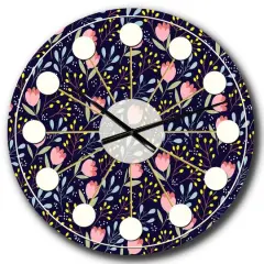 Designart 'Handdrawn Pink Flowers Mid-Century Modern Wall Clock