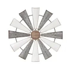White Farmhouse Decorative Windmill Wall Accent