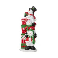 Glitzhome&reg; 35.25" Christmas Resin Stacked Snowman Porch Decor