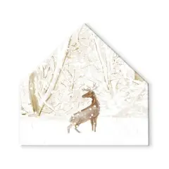 Winter Deer Warm Colors 17x17 House Shaped Canvas