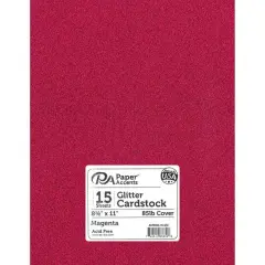 PA Paper&trade; Accents Glitter 8.5" x 11" Cardstock, 15 Sheets Magenta