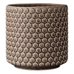 Hello Honey&reg; Round Polka Dot Stoneware Flower Pot Brown