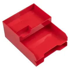 JAM Paper Red Stackable Office Desk Supply & Paper Organizer Set