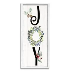 Stupell Industries Joy Seasonal Botanical Wreath Framed Giclee Art White